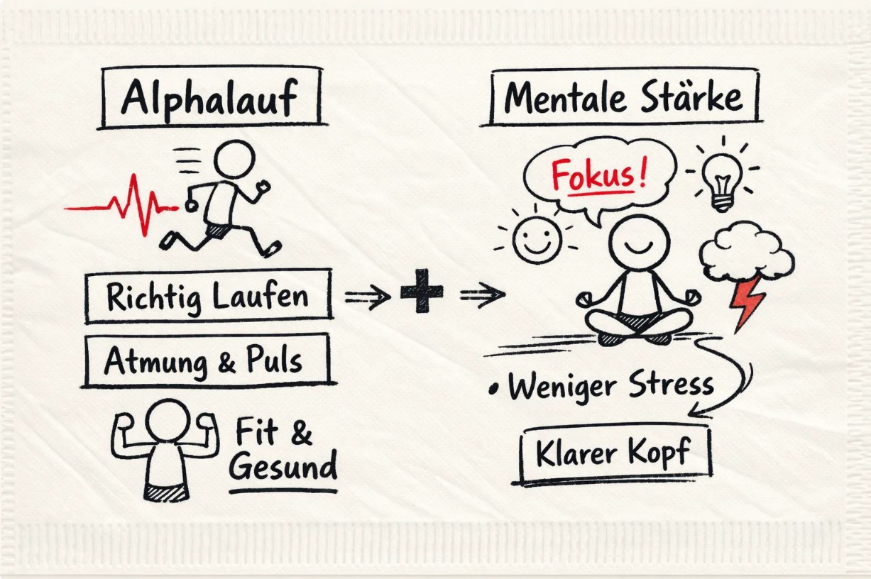 Infografik Alphalauf und Mentale Stärke von movehmann: Darstellung von richtigem Laufen, Atmung und Puls für weniger Stress, Fokus und einen klaren Kopf. Infografik Alphalauf und Mentale Stärke von movehmann: Darstellung von richtigem Laufen, Atmung und Puls für weniger Stress, Fokus und einen klaren Kopf.